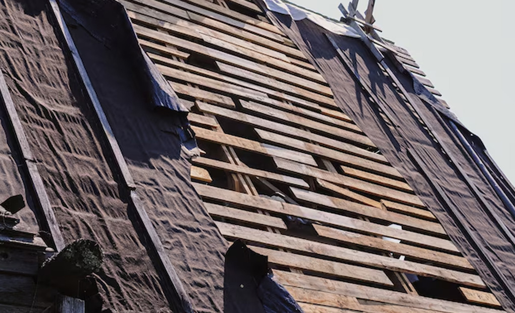 Damaged Roof Decking Of A Residential Roof