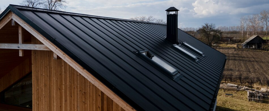 Standing Seam Metal Roof In A Black Color