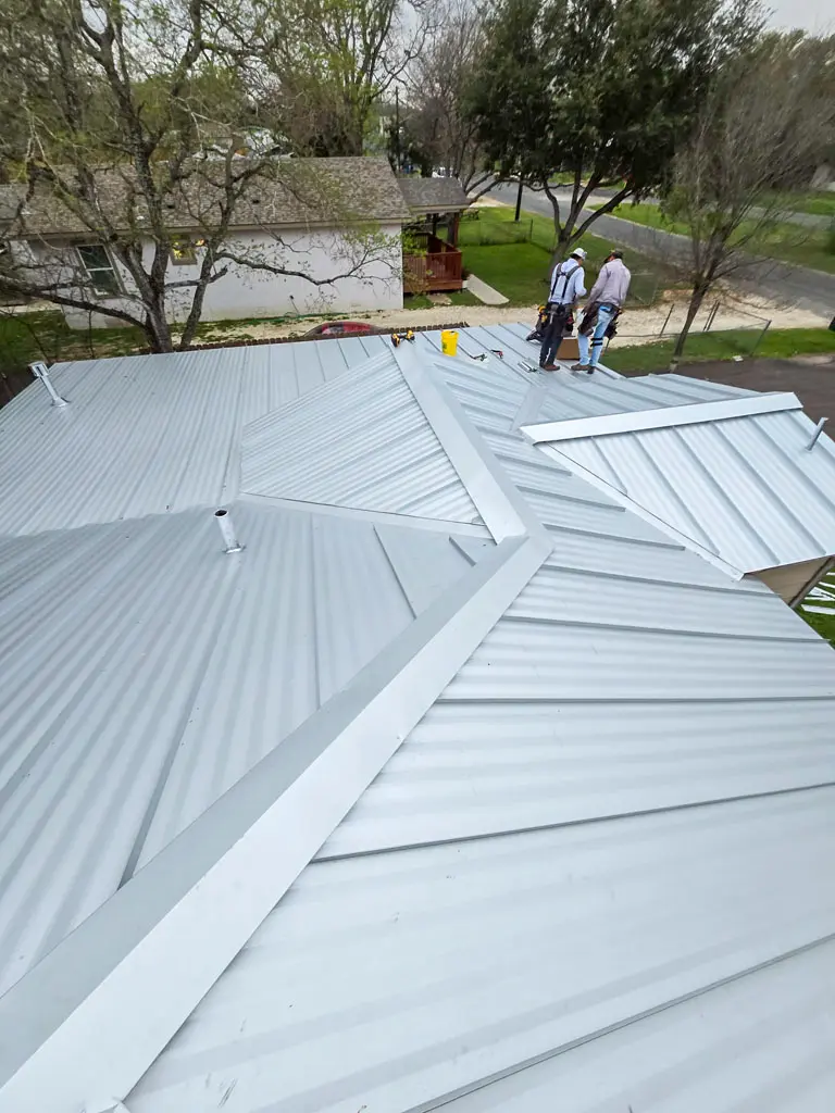 A residential metal roof replacement in San Antonio.