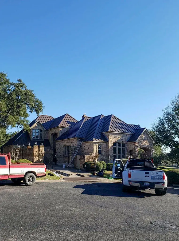 A completed residential metal roof installation in San Antonio, TX.